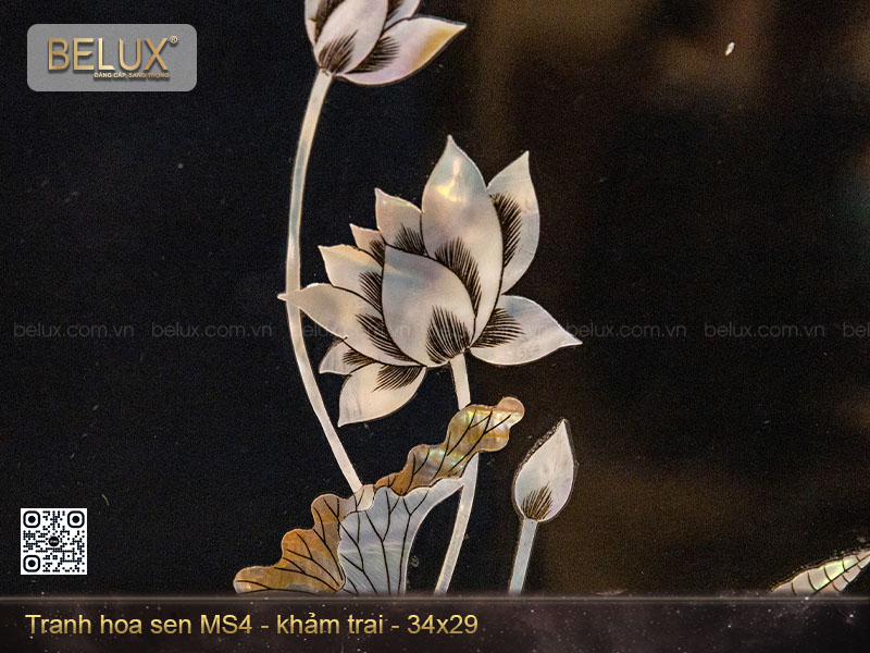 Tranh hoa sen khảm trai MS4 kt 34x29cm&nbsp;